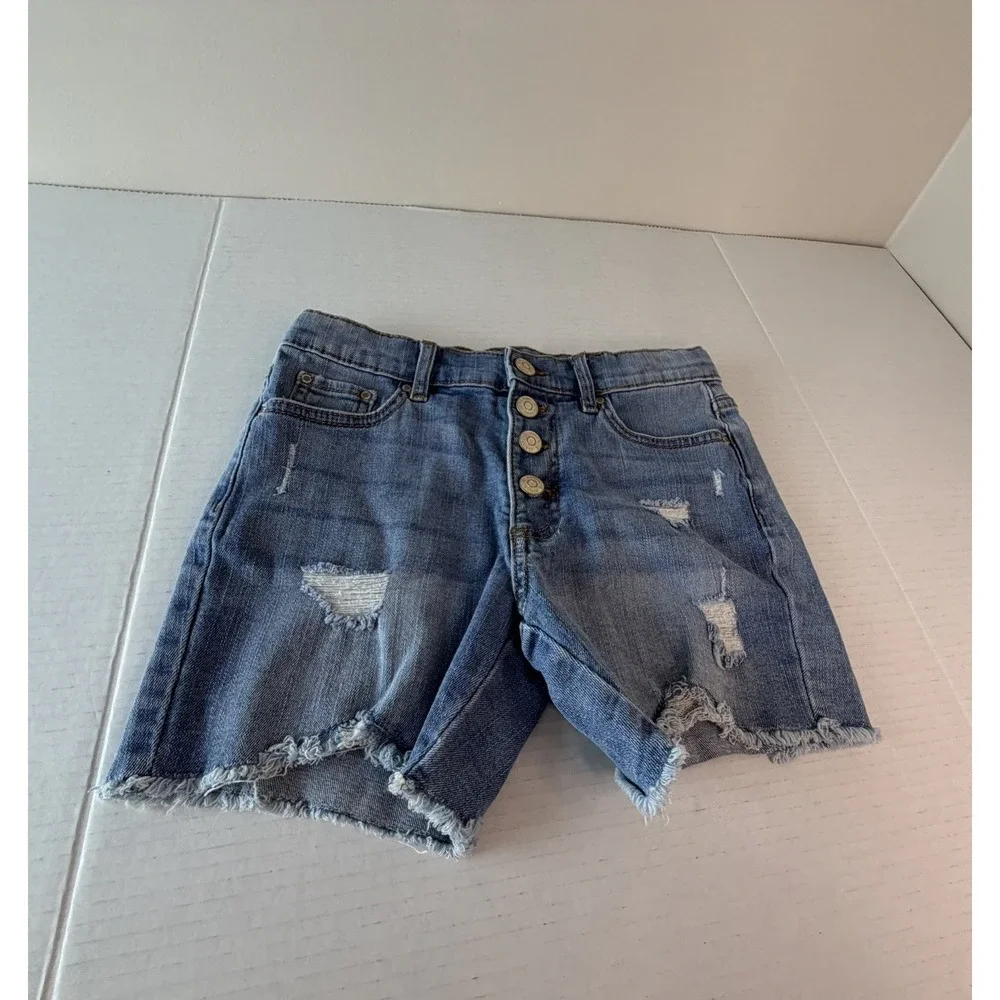 Jordache Distressed Cut Off Denim Shorts Button Fly 5 Pocket Girls Size 10